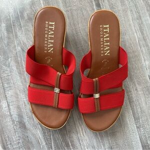 Womens 7 1/2 Italian Shoemakers Red and Brown Dress Sandals